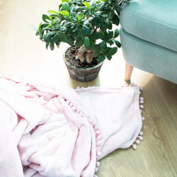 Deka 200x220 cm s brmbolcami SPRINGOS BOHO ružová