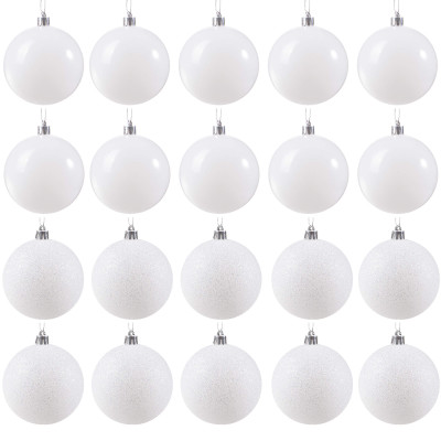 Vianočné banky perleťovo biele mix - 8cm, sada 20ks