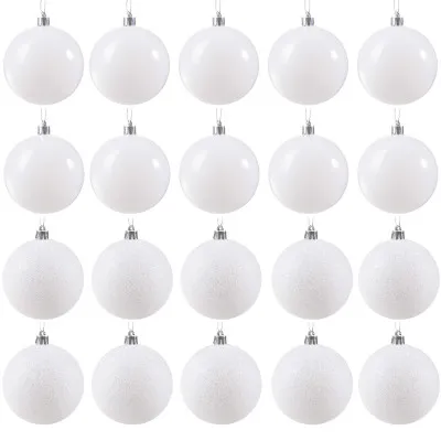 Vianočné banky perleťovo biele mix - 8cm, sada 20ks