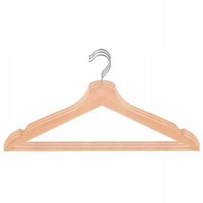 Ramienka na šaty 43cm drevené, prírodné, sada 3ks SPRINGOS URBAN