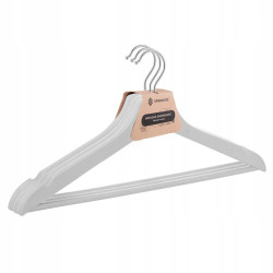 Ramienka na šaty 43cm drevené, šedé, súprava 3ks SPRINGOS URBAN