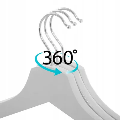 Ramienka na šaty 43cm drevené, šedé, súprava 3ks SPRINGOS URBAN