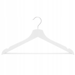 Ramienka na šaty 43cm drevené, biele, súprava 3ks SPRINGOS URBAN