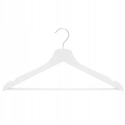 Ramienka na šaty 43cm drevené, biele, súprava 3ks SPRINGOS URBAN