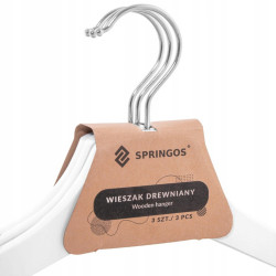 Ramienka na šaty 43cm drevené, biele, súprava 3ks SPRINGOS URBAN