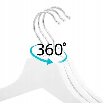 Ramienka na šaty 43cm drevené, biele, súprava 3ks SPRINGOS URBAN