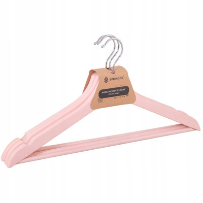 Ramienka na šaty 43cm drevené, ružové, súprava 3ks SPRINGOS URBAN