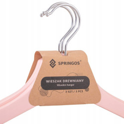Ramienka na šaty 43cm drevené, ružové, súprava 3ks SPRINGOS URBAN