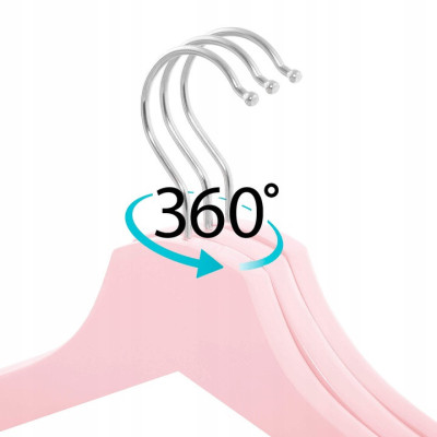 Ramienka na šaty 43cm drevené, ružové, súprava 3ks SPRINGOS URBAN