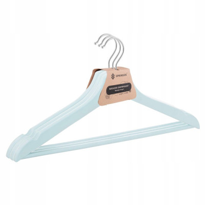 Ramienka na šaty 43cm drevené, šedomodré, súprava 3ks SPRINGOS URBAN