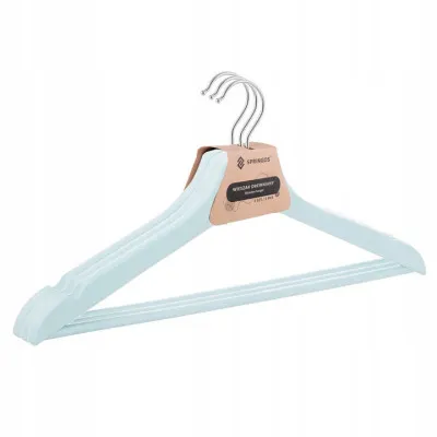 Ramienka na šaty 43cm drevené, šedomodré, súprava 3ks SPRINGOS URBAN