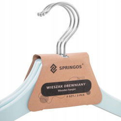 Ramienka na šaty 43cm drevené, šedomodré, súprava 3ks SPRINGOS URBAN