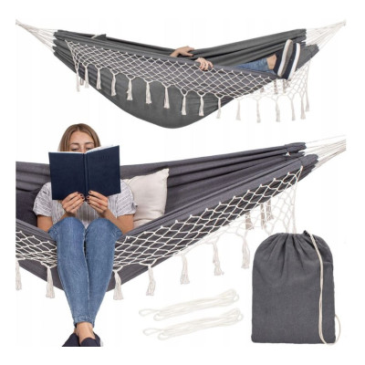 Hojdacia sieť 260x150 cm, šedá SPRINGOS ELBA