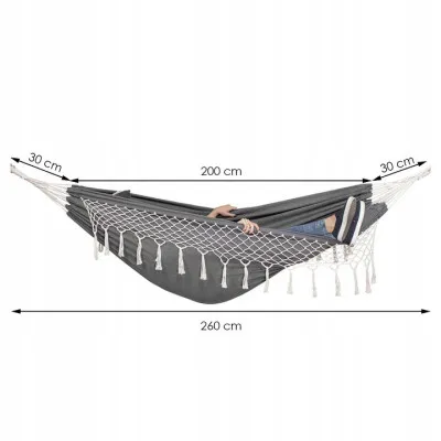 Hojdacia sieť 260x150 cm, šedá SPRINGOS ELBA