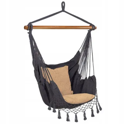 Závesné hojdacie kreslo 130x100 cm, šedo-pieskové SPRINGOS BORGO III