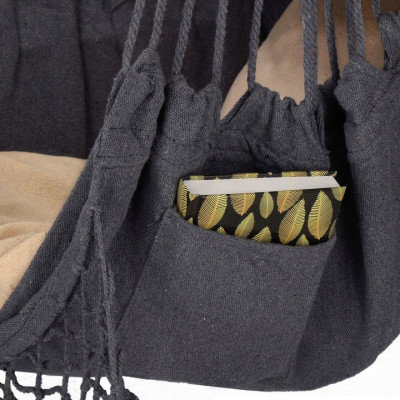 Závesné hojdacie kreslo 130x100 cm, šedo-pieskové SPRINGOS BORGO III