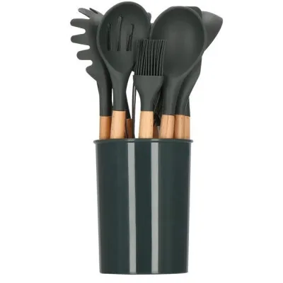 Sada kuchynského náčinia v stojane, set 12ks, grafitová SPRINGOS CHEF