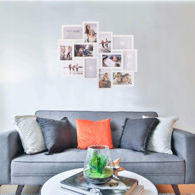 Fotorámik na 12 fotiek, 59x50 cm, biely SPRINGOS PANORAMA