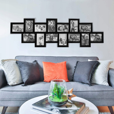 Fotorámik na 14 fotiek, 118x36 cm, čierny SPRINGOS PANORAMA