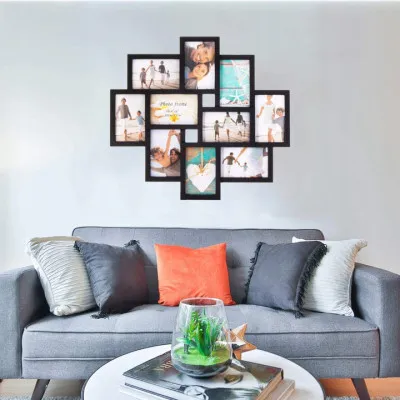 Fotorámik na 10 fotiek, 53x49 cm, čierny SPRINGOS PANORAMA