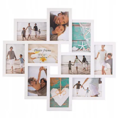 Fotorámik na 10 fotiek, 53x49 cm, biely SPRINGOS PANORAMA
