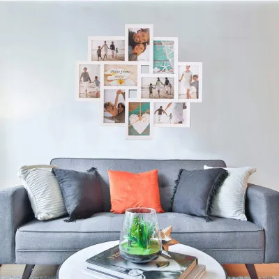 Fotorámik na 10 fotiek, 53x49 cm, biely SPRINGOS PANORAMA