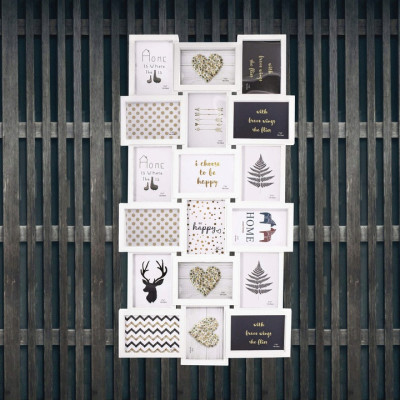 Fotorámik na 18 fotiek, 101x52 cm, biely SPRINGOS PANORAMA