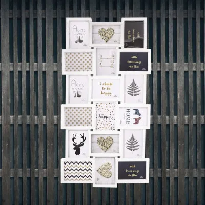 Fotorámik na 18 fotiek, 101x52 cm, biely SPRINGOS PANORAMA