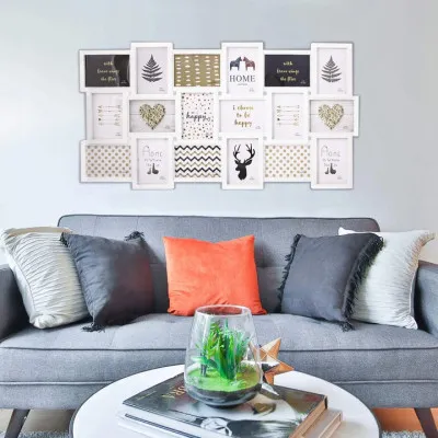 Fotorámik na 18 fotiek, 101x52 cm, biely SPRINGOS PANORAMA