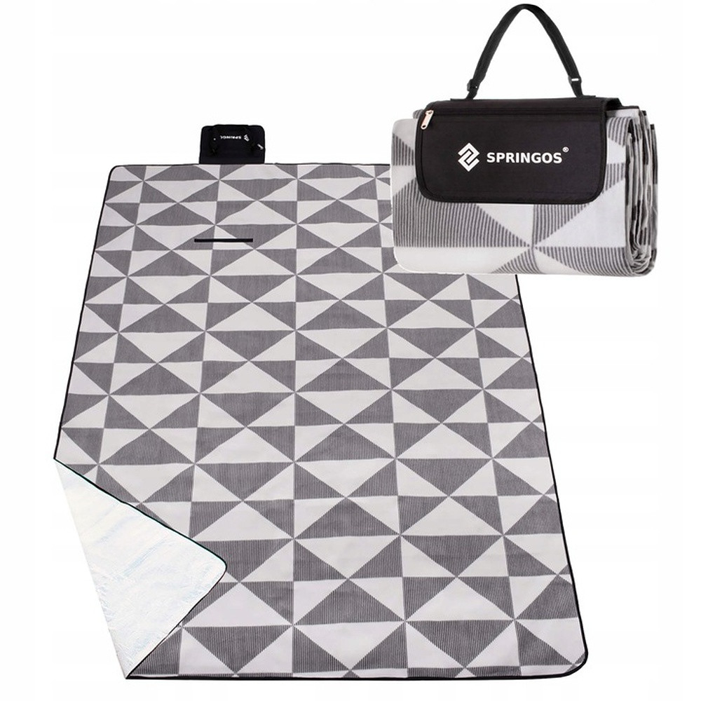 Pikniková deka 220x180 cm, šedo-biela SPRINGOS ANGLES