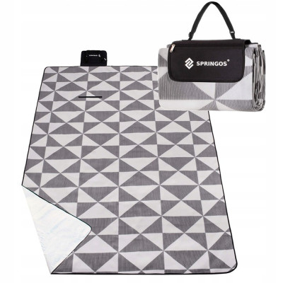 Pikniková deka 220x180 cm, šedo-biela SPRINGOS ANGLES