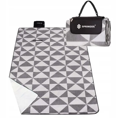 Pikniková deka 220x180 cm, šedo-biela SPRINGOS ANGLES