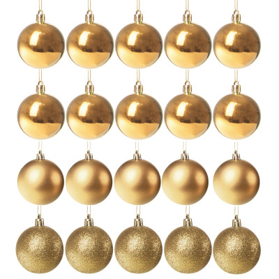 Vianočné banky zlaté mix - 4cm, sada 20ks