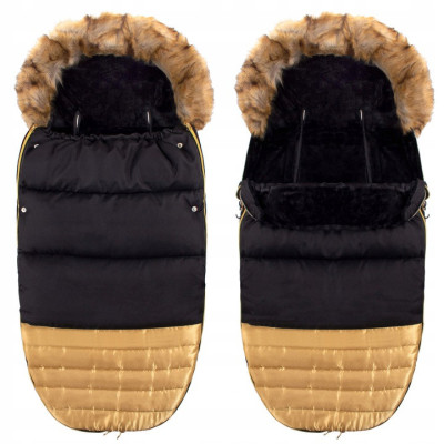 Zimný fusak s kožúškom 4v1 SPRINGOS MUFF čierno-zlatý