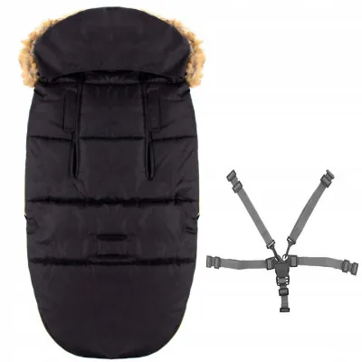 Zimný fusak s kožúškom 4v1 SPRINGOS MUFF čierno-zlatý