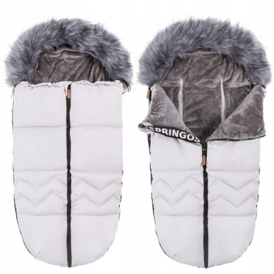 Zimný fusak s kožúškom 4v1 SPRINGOS FLUFFY biely