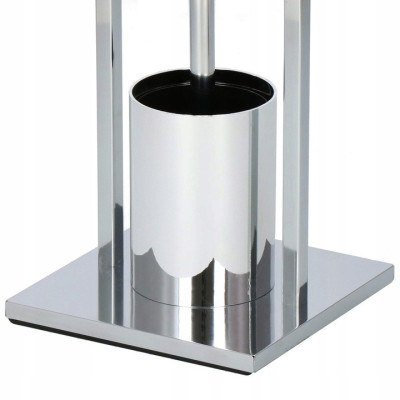 Držiak na toaletný papier s WC štetkou SPRINGOS TB0003 chróm/bambus