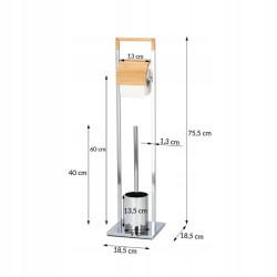 Držiak na toaletný papier s WC štetkou SPRINGOS TB0003 chróm/bambus