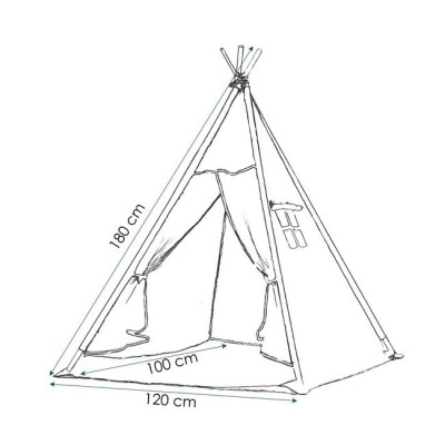 Teepee stan pre deti SPRINGOS Čierny s oblakmi