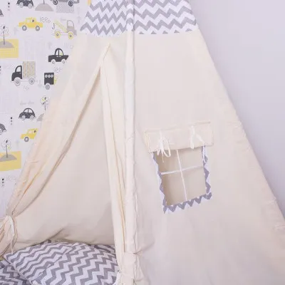 Teepee stan pre deti SPRINGOS Šedý Zigzag