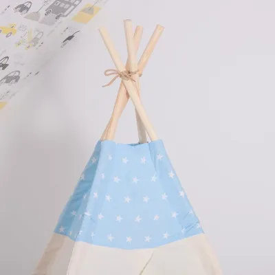 Teepee stan pre deti SPRINGOS Svetlo modrý s hviezdami