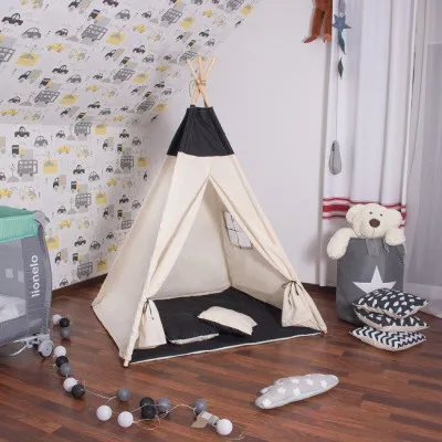 Teepee stan pre deti SPRINGOS Čierny Wigwam