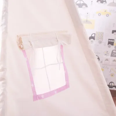 Teepee stan pre deti SPRINGOS Ružový s hviezdami