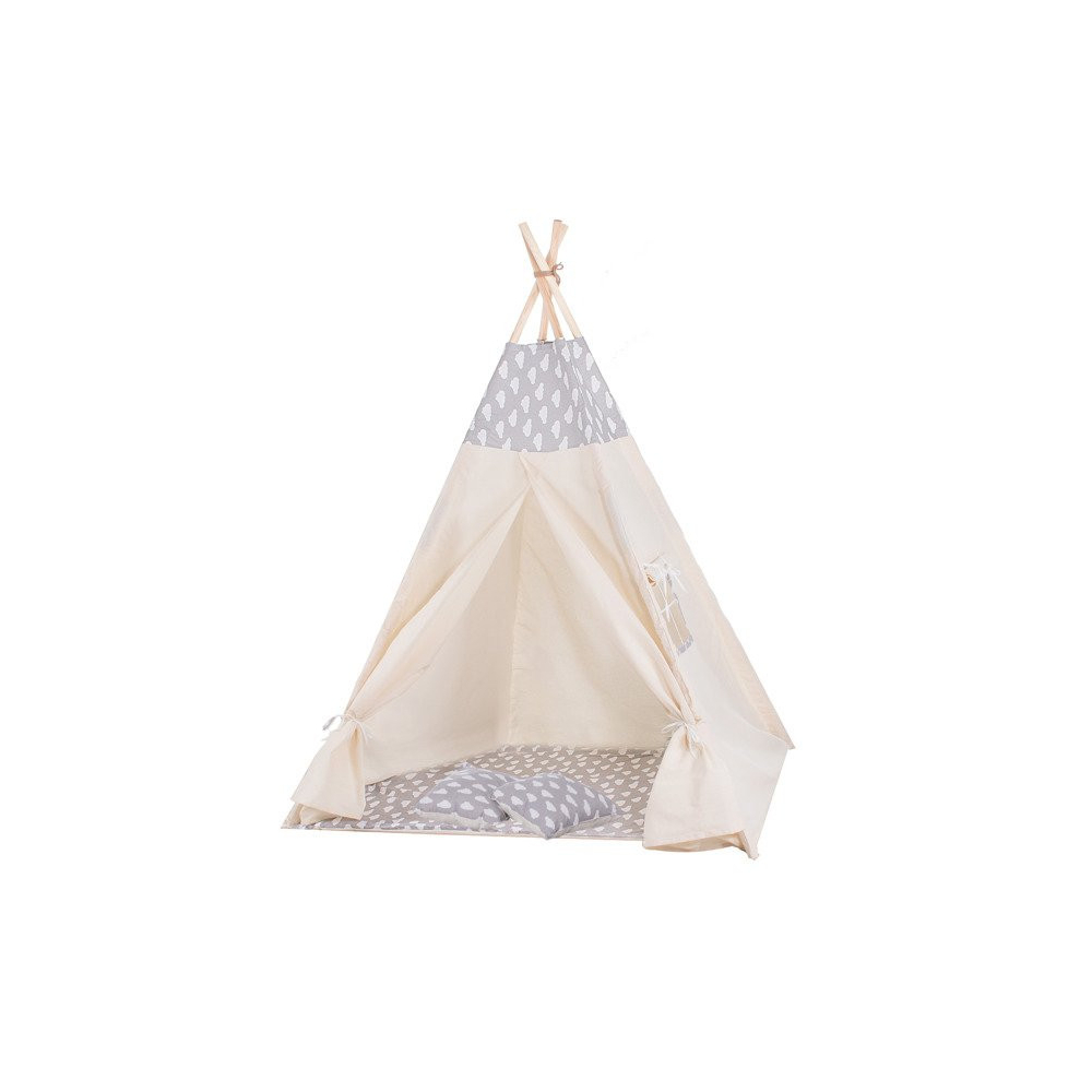Teepee stan pre deti SPRINGOS Šedý s oblakmi