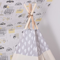 Teepee stan pre deti SPRINGOS Šedý s oblakmi