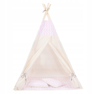 Teepee stan pre deti SPRINGOS Ružový Zigzag