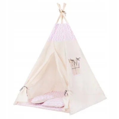 Teepee stan pre deti SPRINGOS Ružový Zigzag