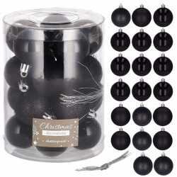 Vianočné banky čierne mix - 4cm, sada 20ks