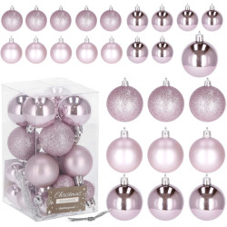 Vianočné banky ružové mix - 2,5/4cm, sada 25ks