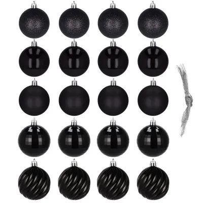 Vianočné banky čierne mix - 6cm, sada 20ks